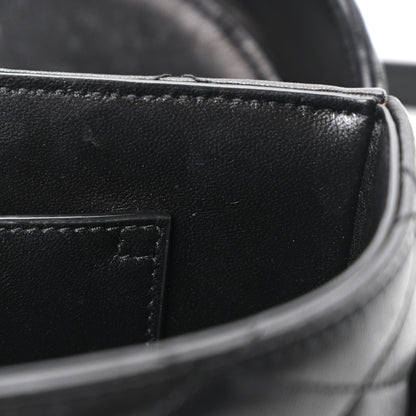 Lambskin Quilted Monogram June Box Bag  Black