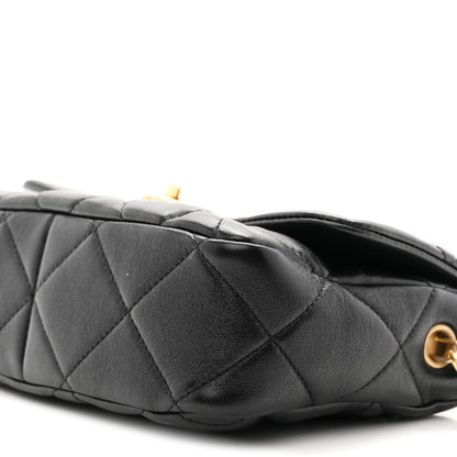 Lambskin Plexiglass Quilted Coco Love Flap Black