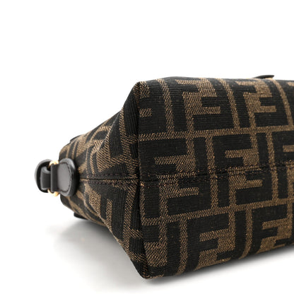 Vitello Grace Jacquard FF Mini By The Way Boston Bag Tobacco Moro Ebano