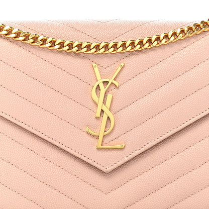 Grain De Poudre Matelasse Chevron Monogram Chain Wallet Pale Pink