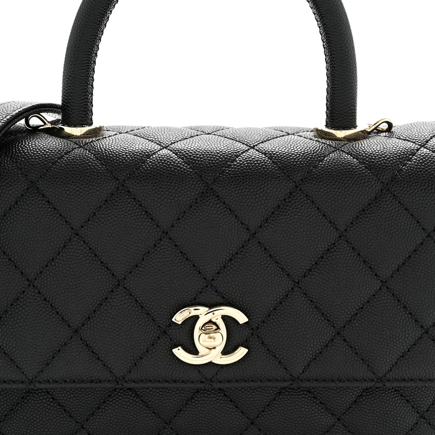 Caviar Quilted Mini Coco Handle Flap Black
