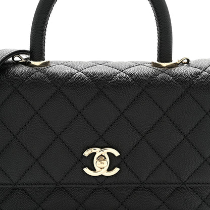 Caviar Quilted Mini Coco Handle Flap Black