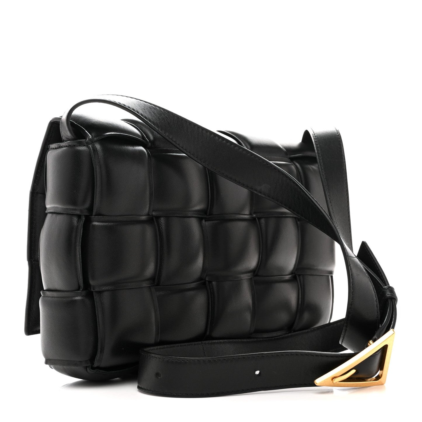 Paper Calfskin Maxi Intreccio Padded Cassette Crossbody Bag Black