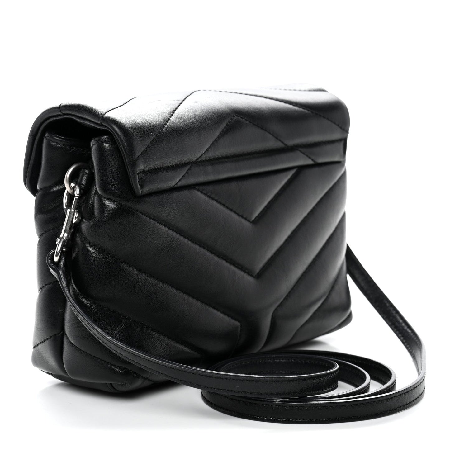 Calfskin Y Quilted Monogram Toy Loulou Crossbody Bag Black