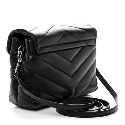 Calfskin Y Quilted Monogram Toy Loulou Crossbody Bag Black
