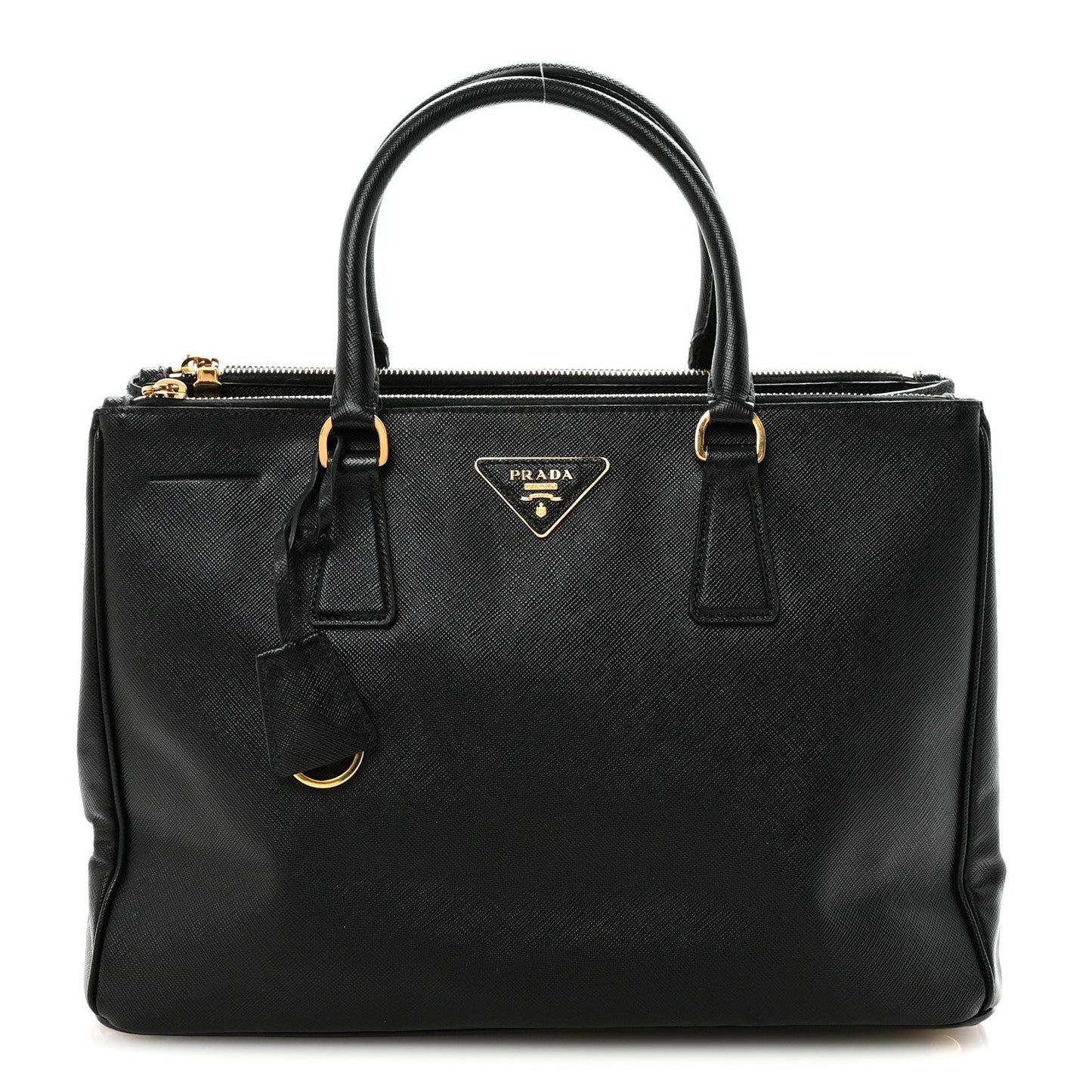Saffiano Medium Galleria Double Zip Tote Black