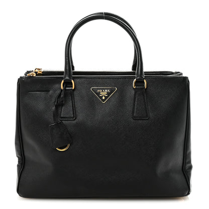 Saffiano Medium Galleria Double Zip Tote Black