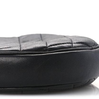 Lambskin Quilted Round Le Maillon Round Tassel Chain Crossbody Bag Black