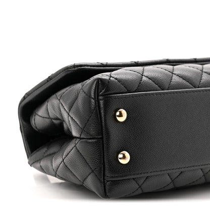 Caviar Quilted Mini Coco Handle Flap Black
