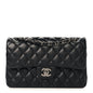 Iridescent Caviar Quilted Small Double Flap Black