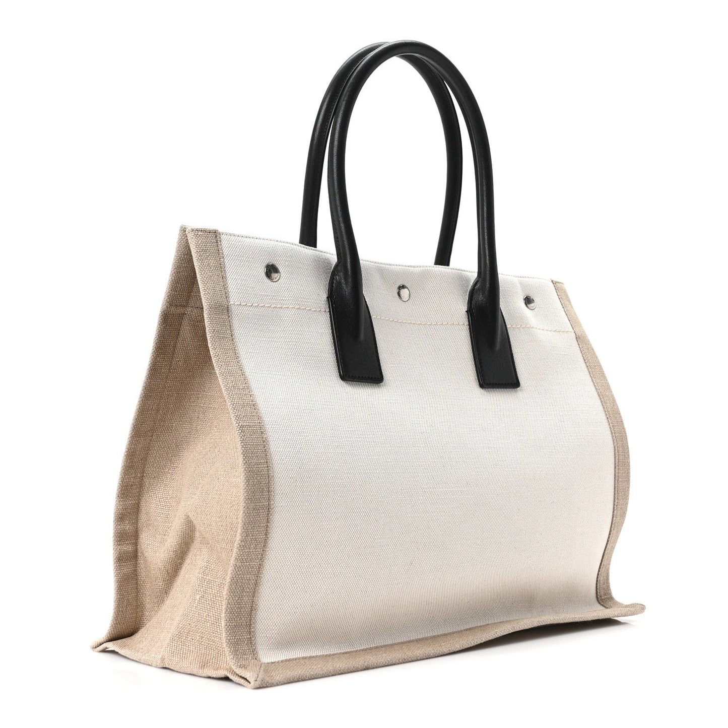 Linen Calfskin Small Rive Gauche Tote Greggio Natural