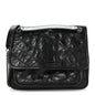 Crinkled Calfskin Matelasse Monogram Baby Niki Chain Satchel Black