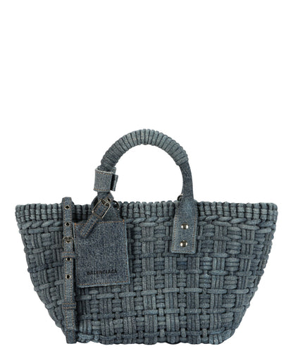 Balenciaga Womens Bistro Xs Basket Top Handle Bag In Denim