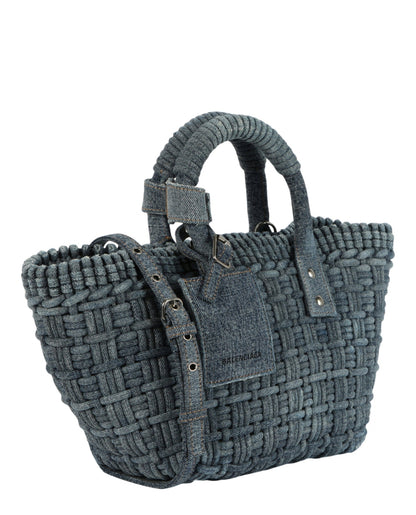 Balenciaga Womens Bistro Xs Basket Top Handle Bag In Denim