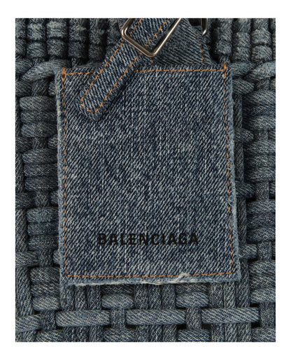 Balenciaga Womens Bistro Xs Basket Top Handle Bag In Denim