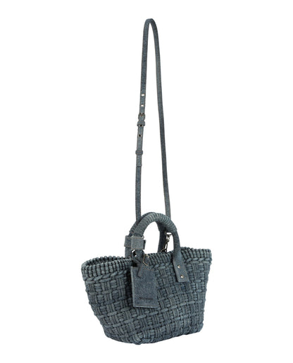 Balenciaga Womens Bistro Xs Basket Top Handle Bag In Denim