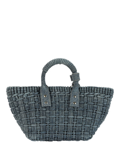 Balenciaga Womens Bistro Xs Basket Top Handle Bag In Denim