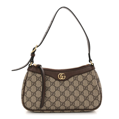 GG Supreme Monogram Textured Dollar Calfskin Small Ophidia Hobo Beige Ebony New Acero