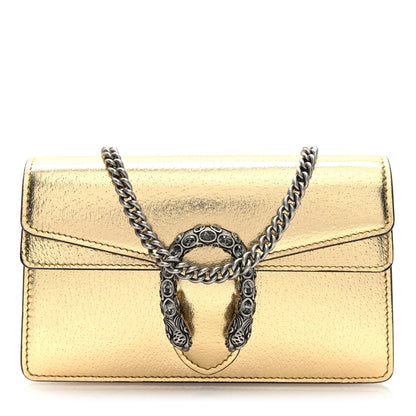 Metallic Calfskin Super Mini Dionysus Shoulder Bag Gold