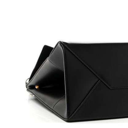 Natural Smooth Calfskin Medium Nano Top Handle Handbag Black