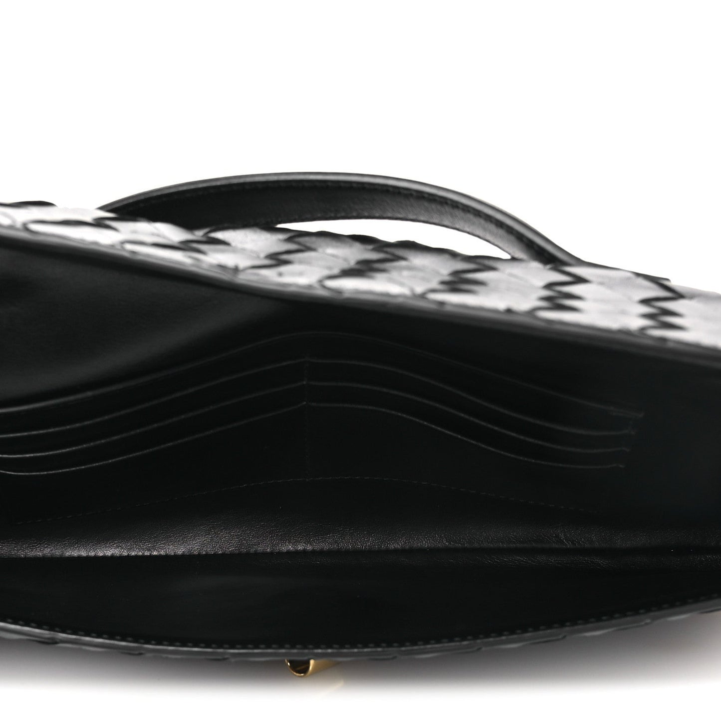 Nappa Intrecciato Long Andiamo Top Handle Clutch Black