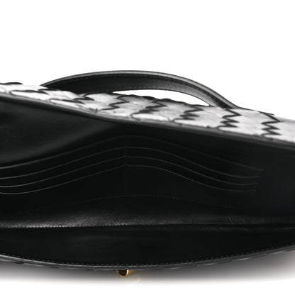 Nappa Intrecciato Long Andiamo Top Handle Clutch Black