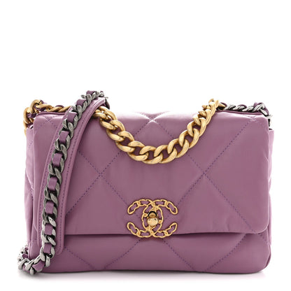 Goatskin Quilted Medium Chanel 19 Flap Violet Purple