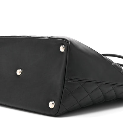 Calfskin Quilted Large Cambon Tote Black