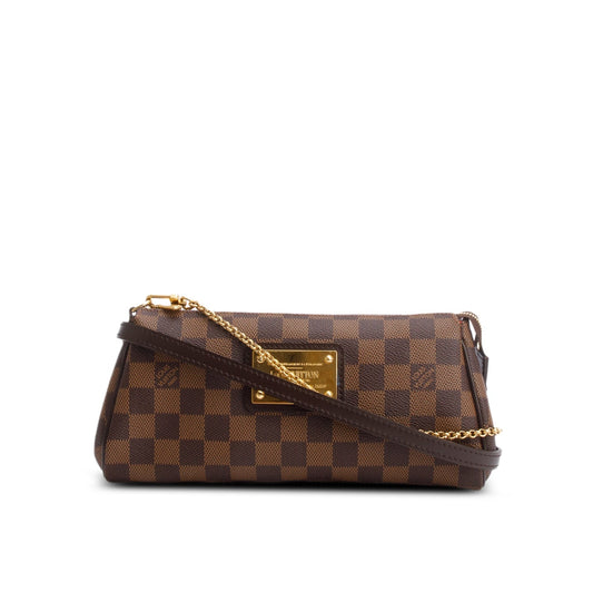Louis Vuitton Damier Ebene Eva Clutch w/ Box & Straps