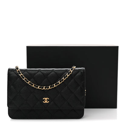 Caviar Quilted Wallet On Chain WOC Black