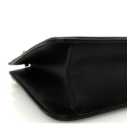 Lambskin Calfskin Small Chocolate Bar Tote White Black