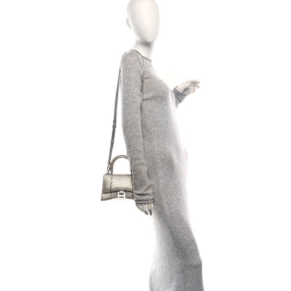 Strass Suede Hourglass Top Handle Bag XS Smoke Grey Crystal