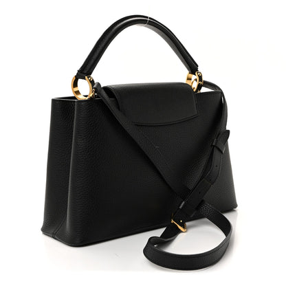 Taurillon Snakeskin Iris Blossom Capucines PM Black