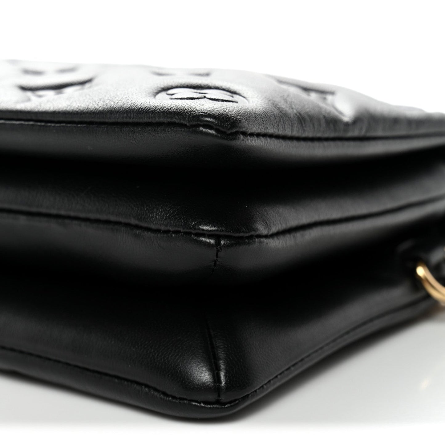 Lambskin Embossed Monogram Pochette Coussin Black