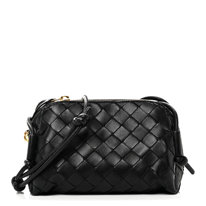 Calfskin Intrecciato Small Loop Top Handle Black