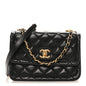Shiny Lambskin Flap Clutch With Chain Black