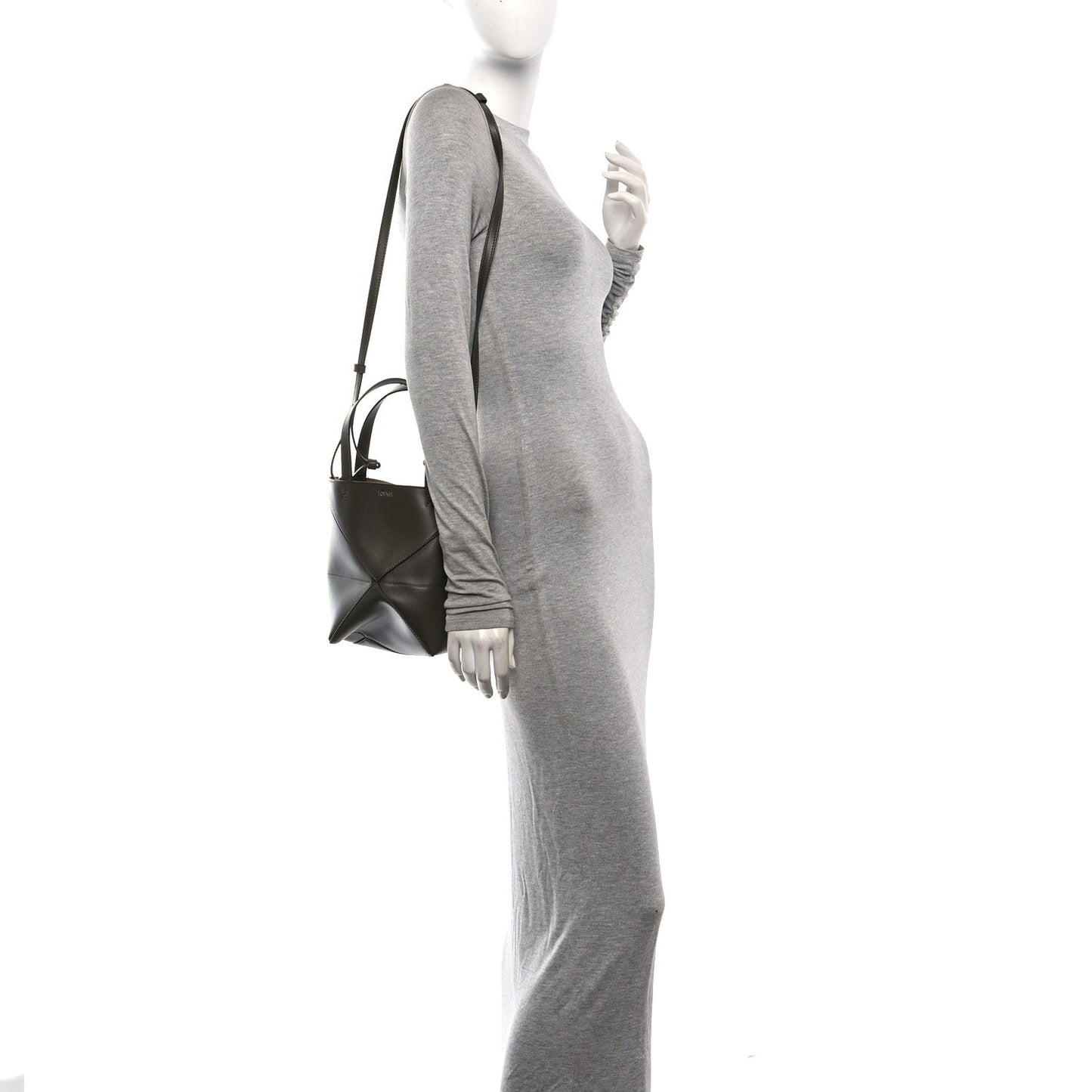 Shiny Calfskin Mini Puzzle Fold Tote Dark Khaki
