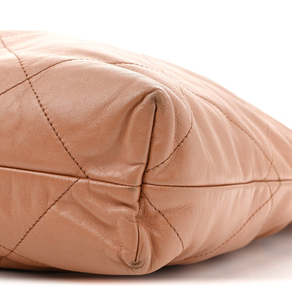 Shiny Calfskin Quilted Chanel 22 Beige
