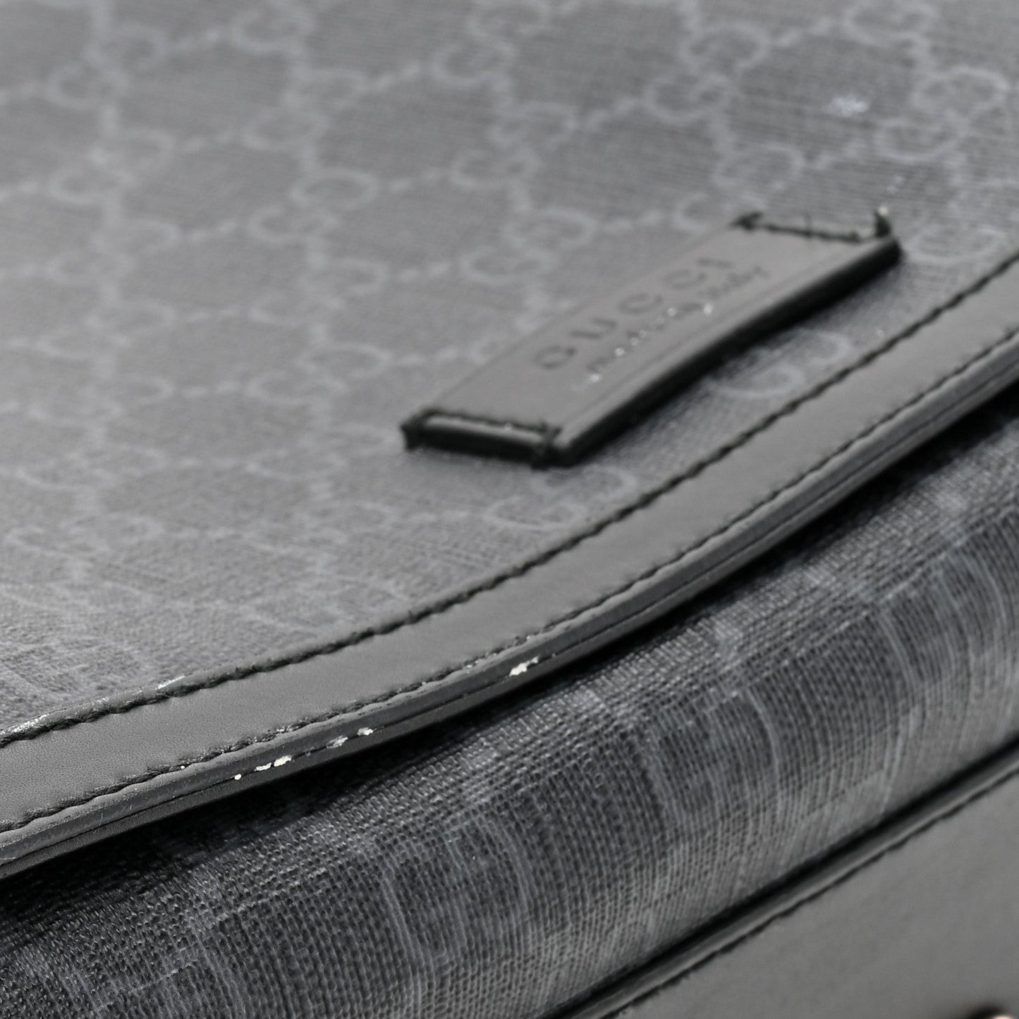 GG Supreme Monogram Web Messenger Diaper Bag Black Grey
