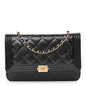 Glazed Calfskin Quilted Boy Wallet On Chain WOC Black