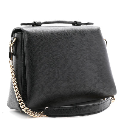 Dollar Calfskin Interlocking G Top Handle Shoulder Bag Black