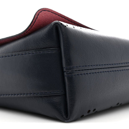 Calfskin Tweed Eyelet Flap Bag Navy