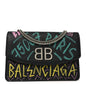 Grained Calfskin Graffiti BB Wallet On Chain Black