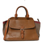 Mega Check Grained Calfskin Medium Harcourt Satchel Saddle Brown