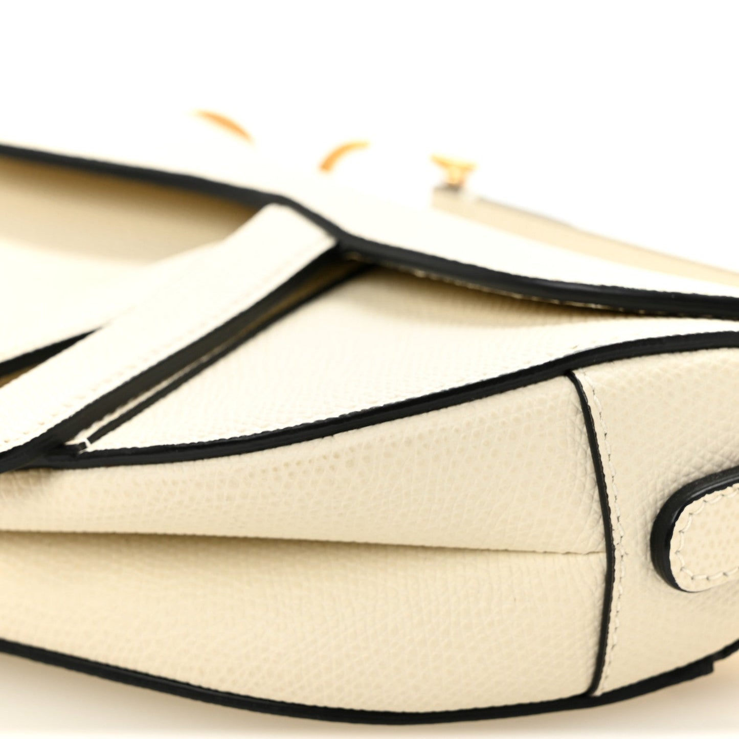 Grained Calfskin Mini Saddle Bag White