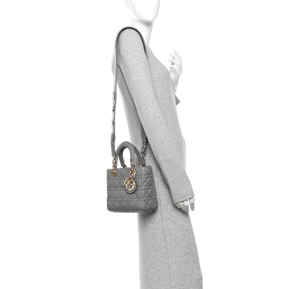Lambskin Cannage Small Lucky Badges My Lady Dior Grey