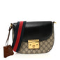 GG Supreme Monogram Web Medium Padlock Messenger Shoulder Bag Black