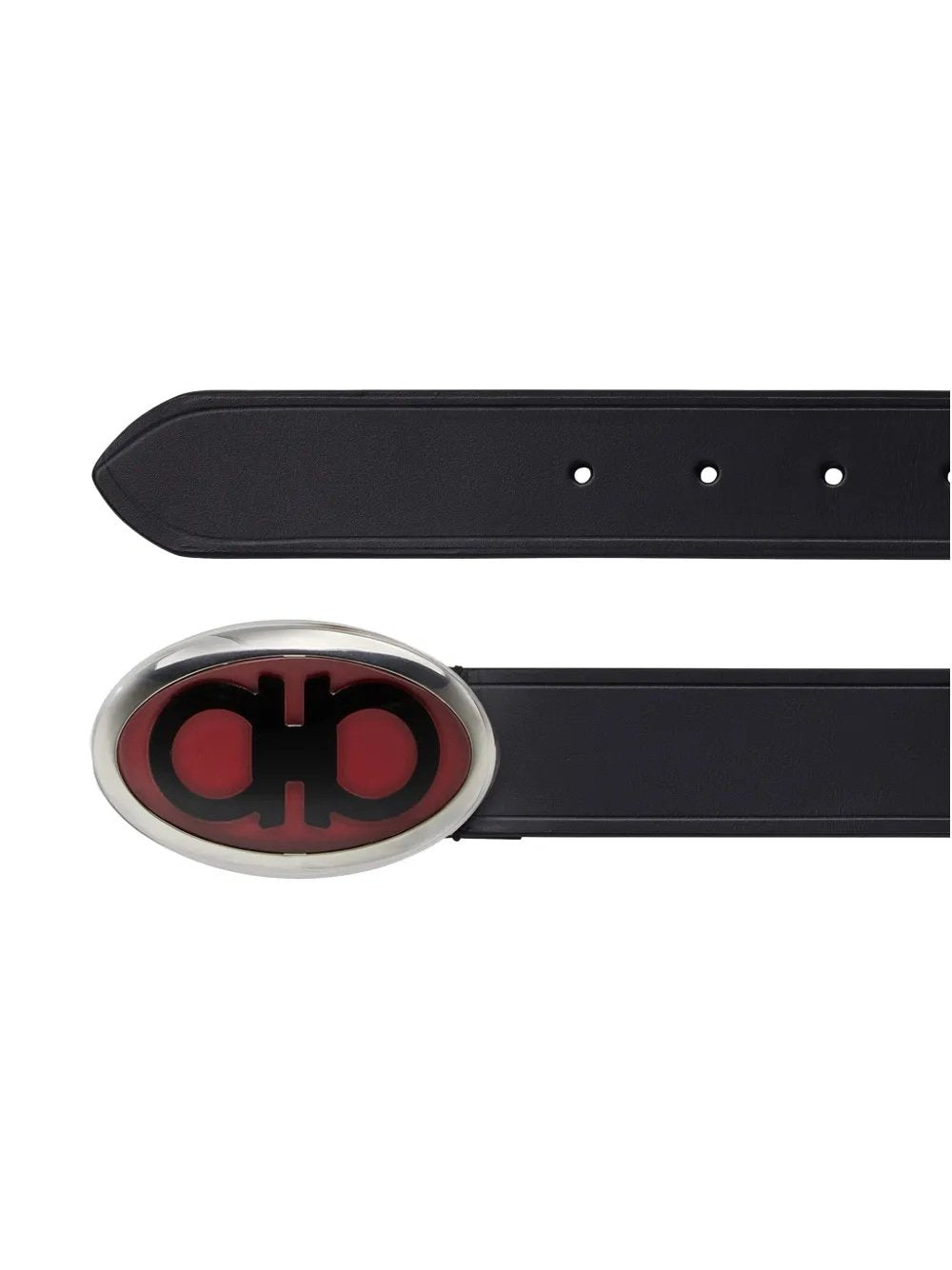 Ferragamo Men's Oval Ganigini Buckle Leather Belt, Black, 110