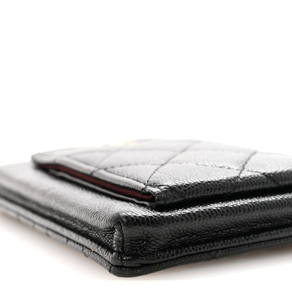 Caviar Quilted Zip Phone Case Black