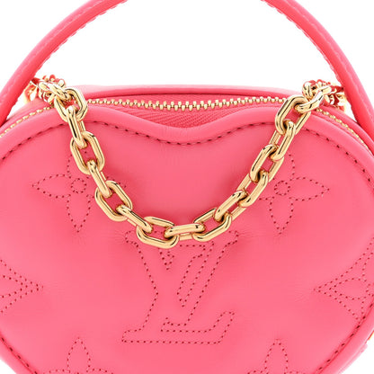 Calfskin Embroidered Monogram Pop My Heart Bag Pouch Dragon Fruit Pink